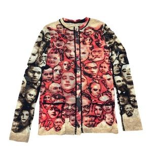 Jean Paul Gaultier Faces Mesh Cardigan